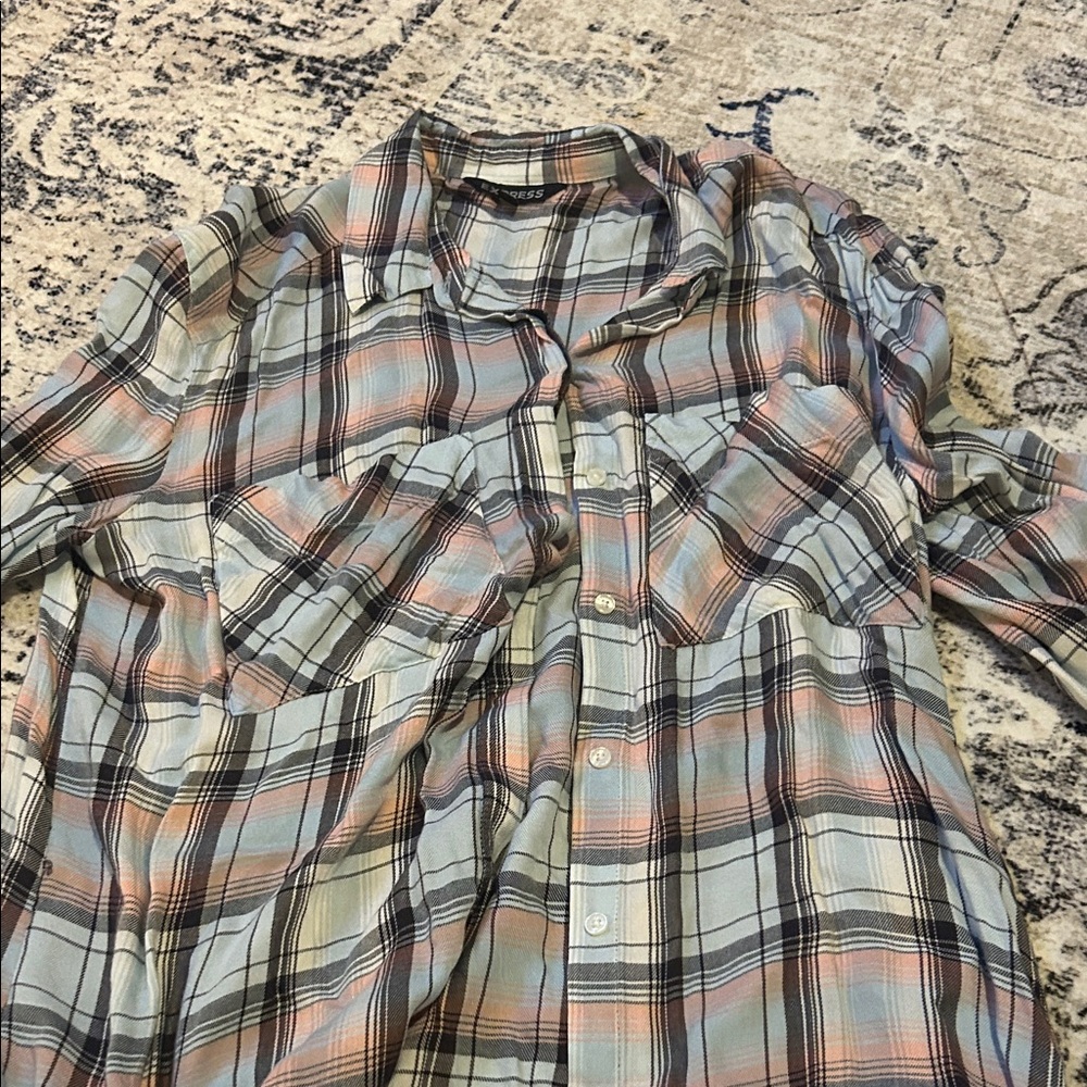 Express Multicolor Plaid Casual Shirt